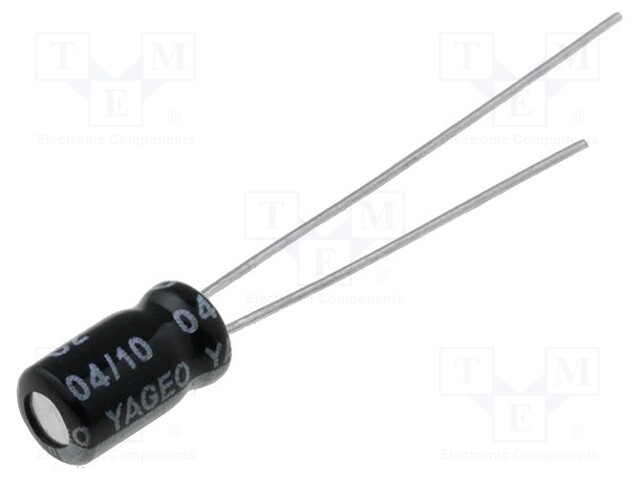 Capacitor: electrolytic; THT; 22uF; 16VDC; Ø4x7mm; Pitch: 1.5mm