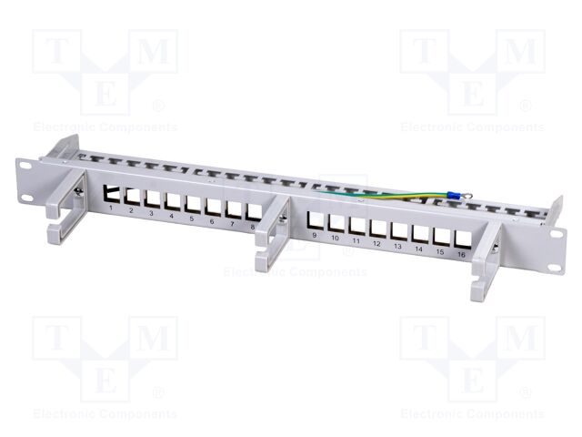 Patch panel; patch panel; rack; grey; Number of ports: 16