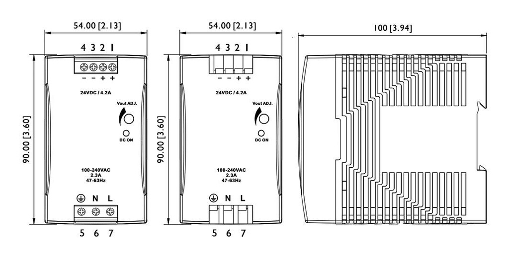 Power supply: switching; for DIN rail; 100W; 24VDC; 4.2A; IP20