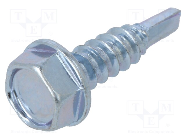 Screw; for metal; 4,2x16; Head: hexagonal; hardened steel; zinc