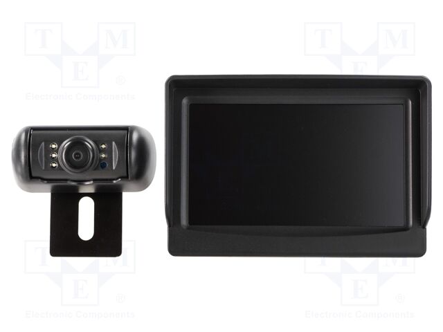 Rear view camera; 480x272; 120°; black; 12VDC,24VDC; 4.3"; NTSC