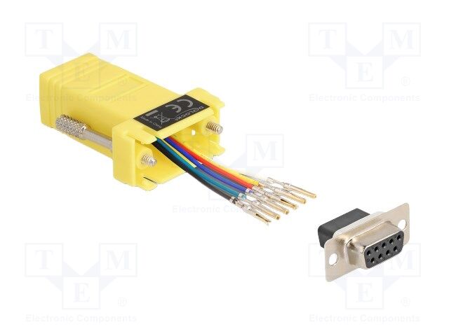 Adapter; D-Sub 9pin socket,RJ12 socket; yellow