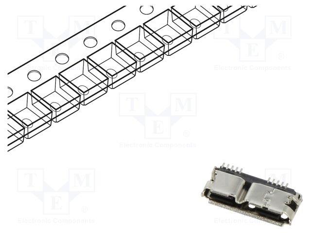 Socket; USB B micro; SMT; PIN: 10; USB 3.0