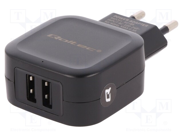 Power supply: switched-mode; 5VDC; 2.4A; Out: USB x2; 12W