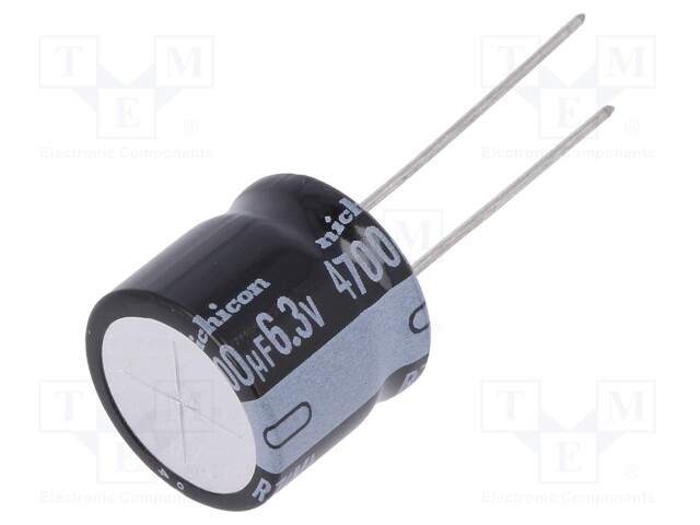 Capacitor: electrolytic; THT; 4700uF; 6.3VDC; Ø16x15mm; ±20%; 1000h
