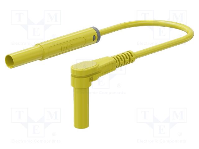 Test lead; 19A; banana plug 4mm,angular banana plug 4mm; yellow