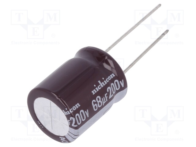 Capacitor: electrolytic; THT; 68uF; 200VDC; Ø16x20mm; Pitch: 7.5mm