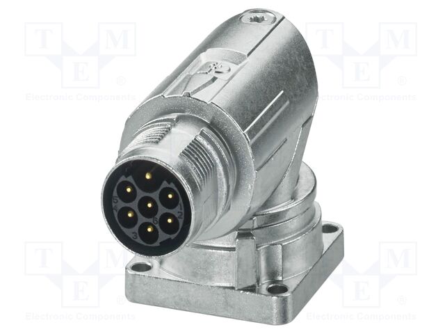 Connector: M17; socket; M17 PRO; PIN: 7; 630V; 14A; IP67; 6+PE; angled