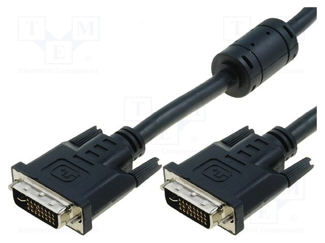 Cable; dual link; DVI-I (24+5) plug,both sides; 3m; black