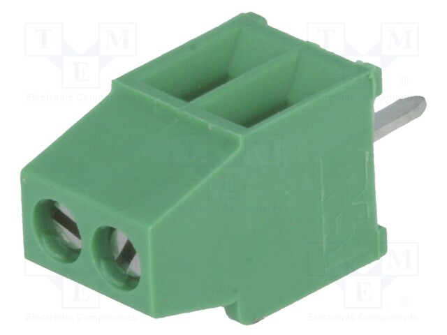 PCB terminal block; angled 90°; 2.54mm; ways: 2; on PCBs; terminal