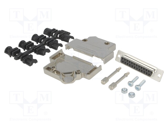 D-Sub; PIN: 25; plug; female; shielded; soldering; for cable; black