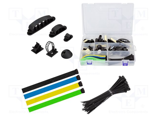 Cable box; black; cable ties,fixation holders