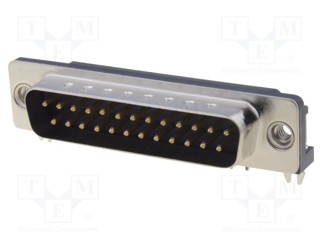 D-Sub; PIN: 25; socket; male; 4,2mm standard; Locking: screws; THT