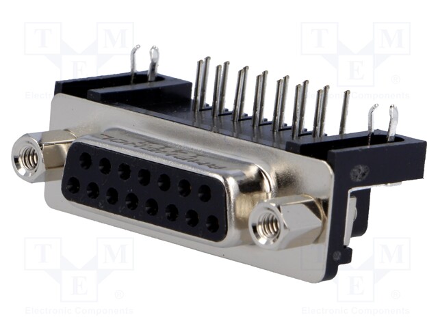 D-Sub; PIN: 15; socket; female; Locking: screws; angled 90°; THT