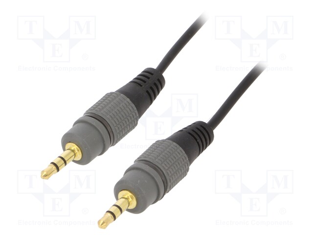 Cable; Jack 3.5mm 3pin plug,both sides; 1.5m; black