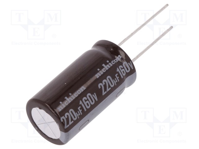 Capacitor: electrolytic; THT; 220uF; 160VDC; Ø16x31.5mm; ±20%