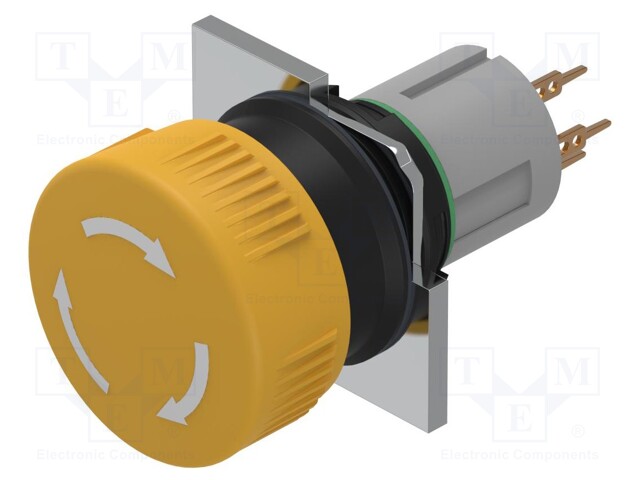 Switch: push-button; 16mm; Stabl.pos: 2; NC x2; yellow; none; IP65