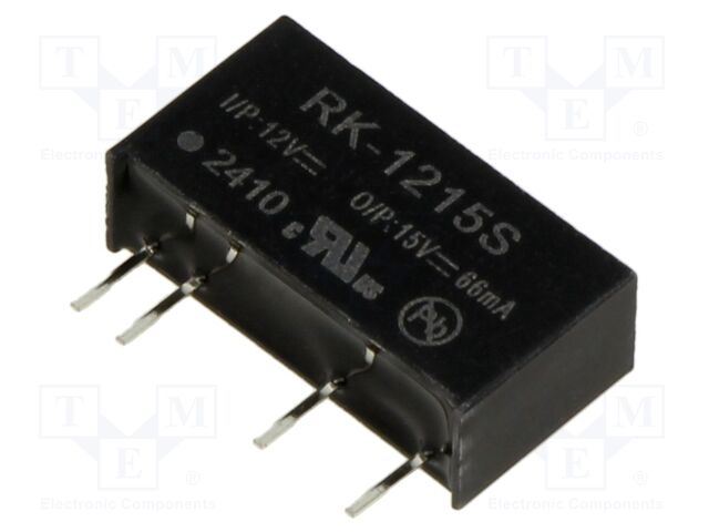 Converter: DC/DC; 1W; Uin: 10.8÷13.2V; Uout: 15VDC; Iout: 66mA; SIP7