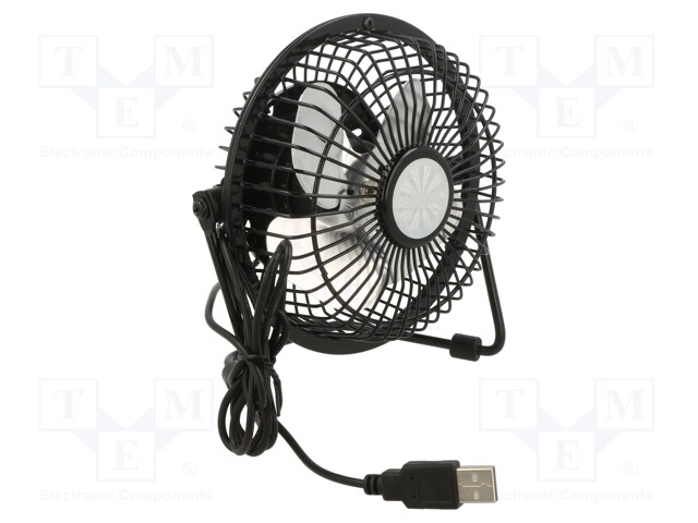 Fan: AC; 150mm; Plug: straight; black; metal; USB 2.0 A plug