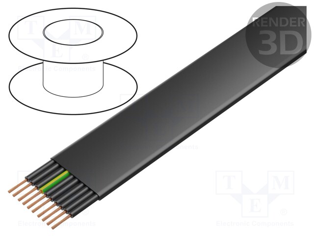 Wire; PVC-Flach; 10G1,5mm2; unshielded; 450/750V; PVC; Cu; stranded