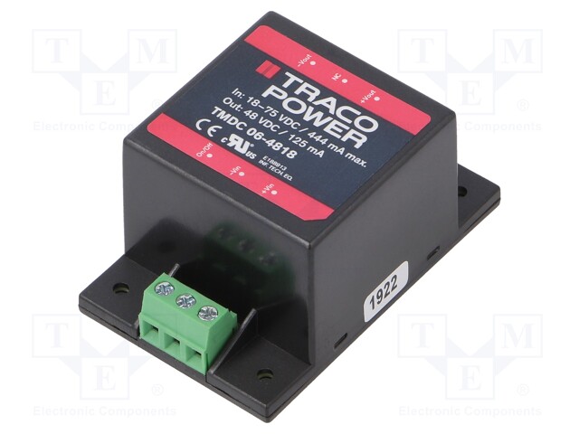 Converter: DC/DC; 6W; Uin: 18÷75V; Uout: 48VDC; Iout: 125mA; 49g