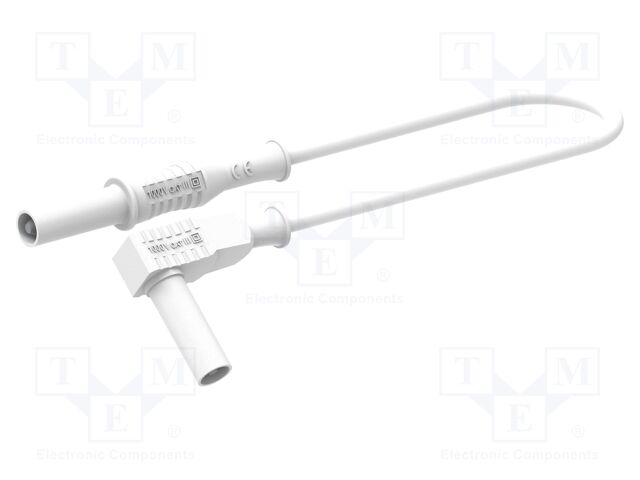 Test lead; 12A; banana plug 4mm,angular banana plug 4mm; white