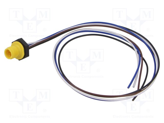 Connector: M12; socket; male; straight; with lead; PIN: 4; 0.34mm2