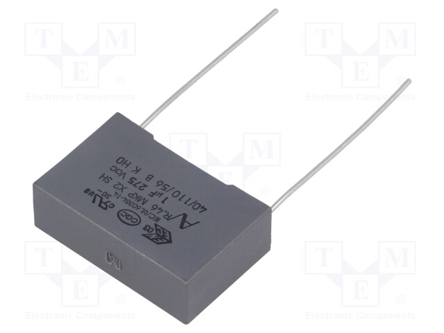 Capacitor: polypropylene; X2; 1uF; 22.5mm; ±20%; 26.5x8.5x17mm
