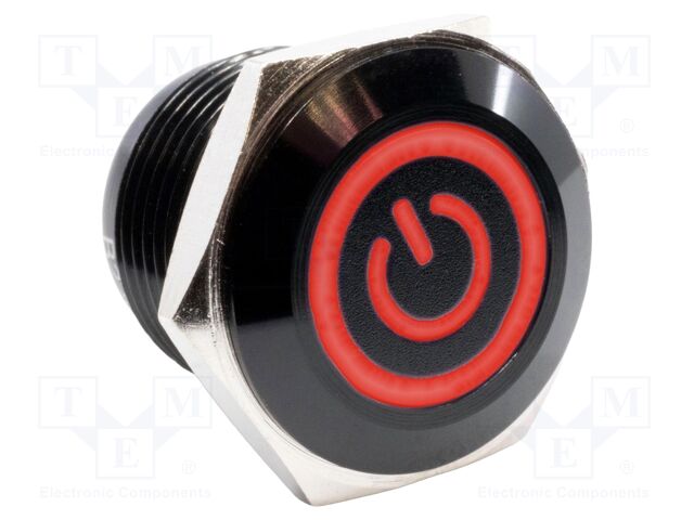 Switch: vandal resistant; SPST-NO; 2A/48VDC; IP65; OFF-(ON); Ø16mm