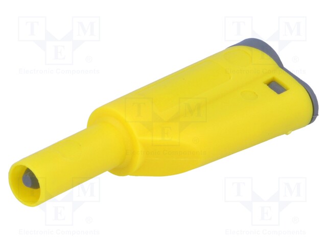Plug; 4mm banana; 36A; 1kVAC; yellow; 56mm; 2.5mm2