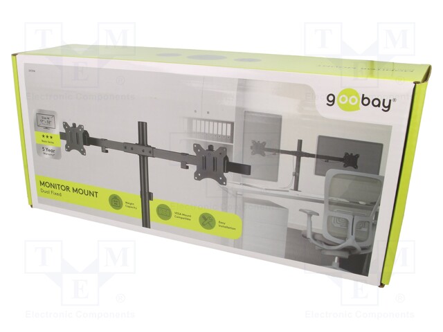 Monitor holder; 9kg; 17÷32"; Arm len: 375mm; for two monitors