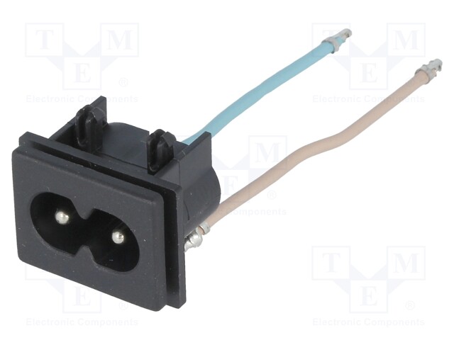 Connector: AC supply; socket; male; 2.5A; 250VAC; IEC 60320; cables