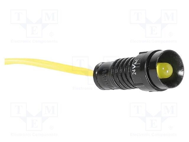 Indicator: LED; recessed; yellow; 24VAC; Ø5mm; IP20; cables; 330mm