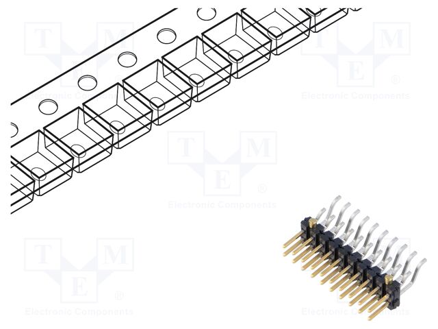 Connector: pin strips; male; PIN: 20; 2.54mm; gold-plated; SMT