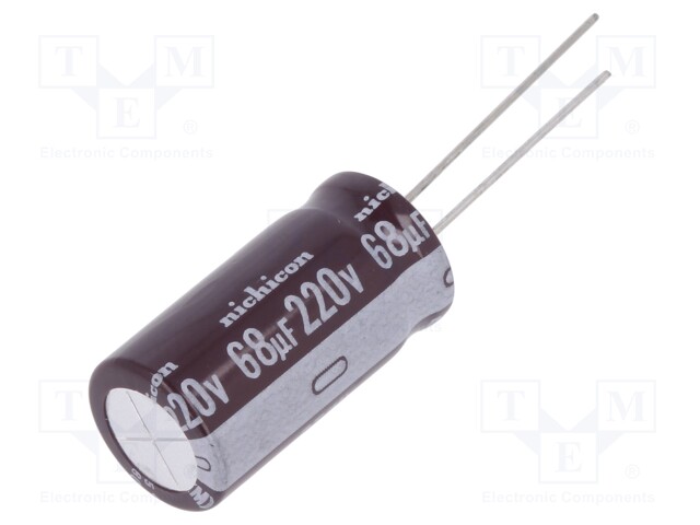 Capacitor: electrolytic; THT; 68uF; 220VDC; Ø12.5x25mm; Pitch: 5mm