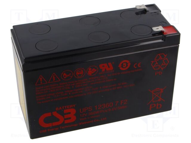 Re-battery: acid-lead; 12V; 7.2Ah; AGM; Body dim: 150.9x64x98.6mm