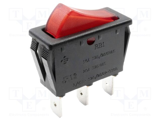 ROCKER; SPST; Pos: 2; OFF-ON; 16A/250VAC; Rcont max: 20mΩ; 0÷65°C