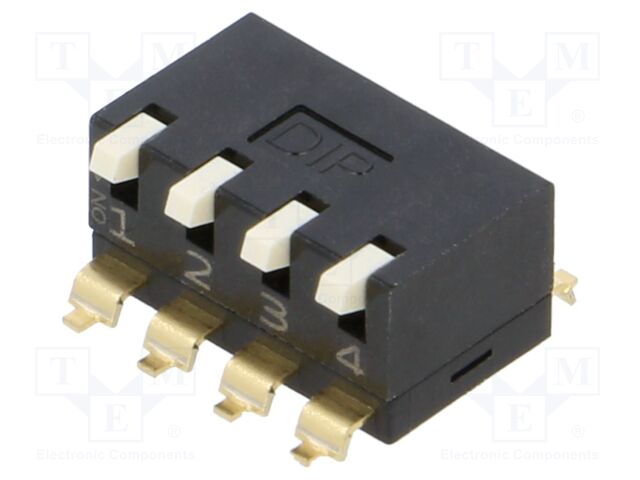 Switch: DIP-SWITCH; Poles number: 4; ON-OFF; 0.025A/24VDC; Pos: 2