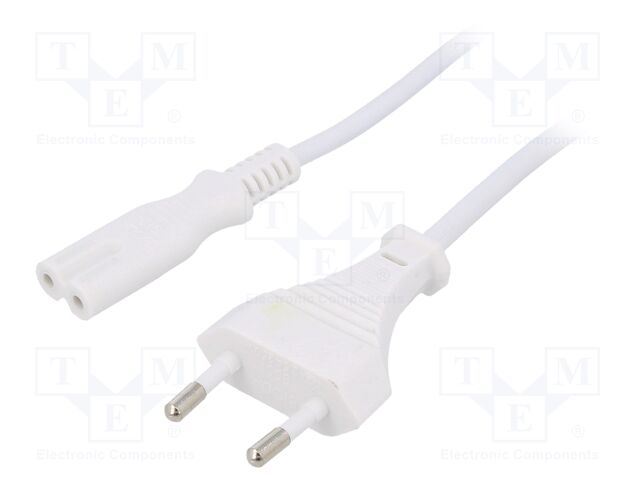 Cable; CEE 7/16 (C) plug,IEC C7 female; 1.2m; Sockets: 1; white
