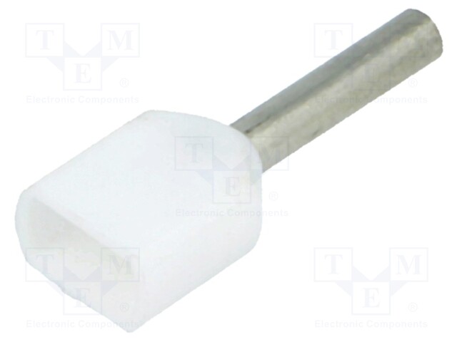 Bootlace ferrule; insulated,double; copper; 0.5mm2; 8mm; tinned
