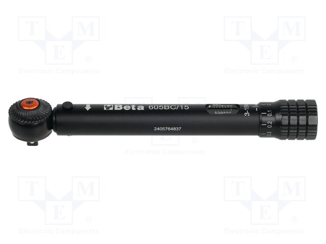 Wrench: torque; 175mm; 3÷15Nm; 1/4"; Teeth: 72; 4%; aluminium