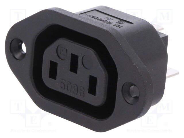 Connector: AC supply; socket; female; 10A; 250VAC; IEC 60320; 40mm
