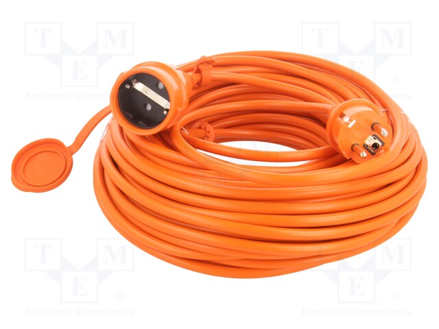 Extension lead; Sockets: 1; PVC; orange; 3x1,5mm2; 30m; 16A