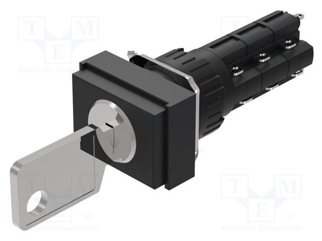 Switch: rotary with key; 16mm; Stabl.pos: 2; NC x3 + NO x3; Pos: 2