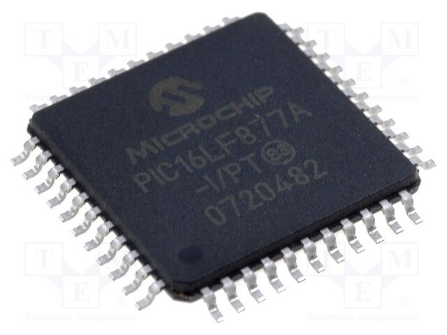 PIC microcontroller; Memory: 14kB; SRAM: 368B; EEPROM: 256B; SMD