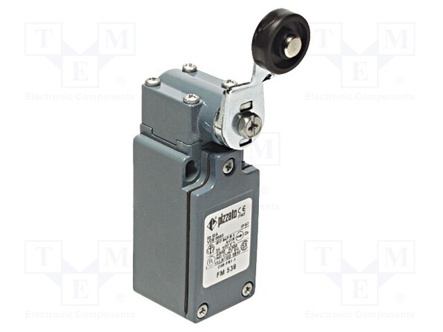 Limit switch; lever R 43mm, plastic roller Ø20mm; NO + NC; 10A
