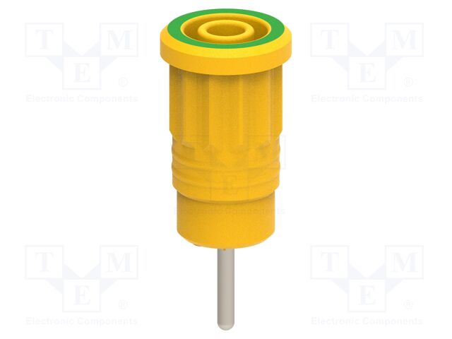 Connector: 4mm banana; socket; 36A; yellow-green; nickel plated