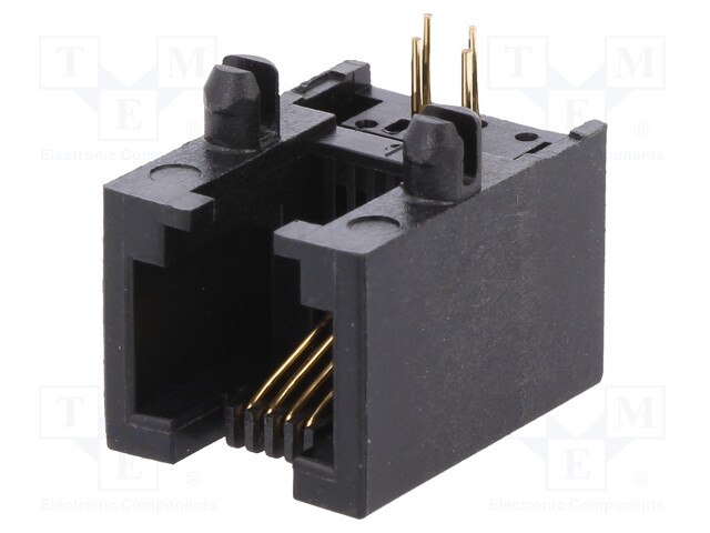 Socket; RJ11; PIN: 4; Cat: 5; Layout: 6p4c; THT; angled