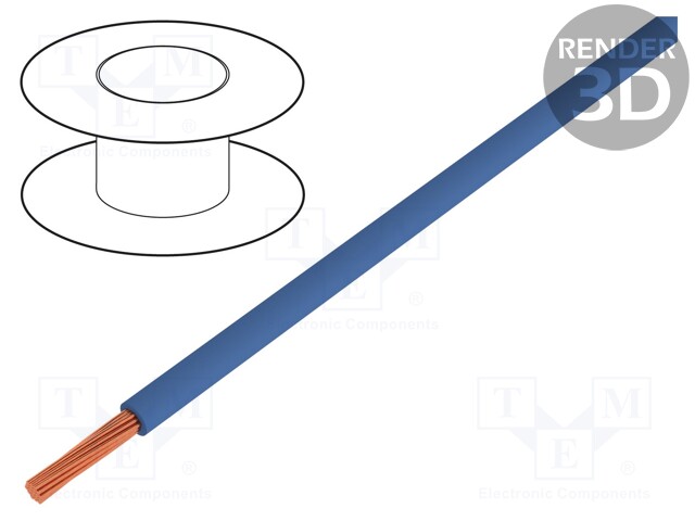 Wire; TLY; stranded; Cu; 0.12mm2; dark blue; PVC; 150/300V; 200m