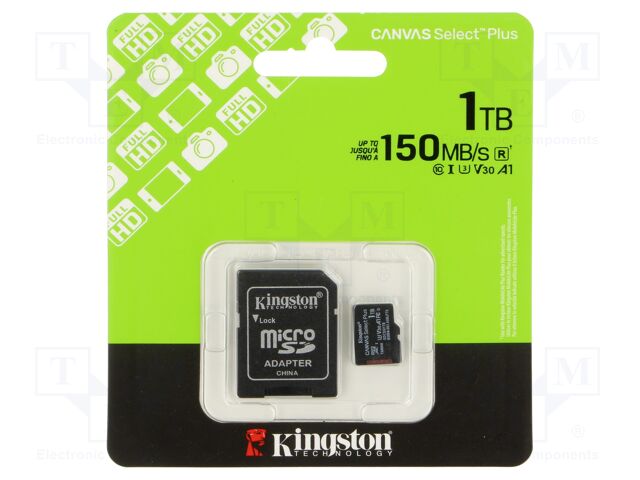 Memory card; microSD; R: 150MB/s; Class 10 UHS I U3; 1TB; -25÷85°C